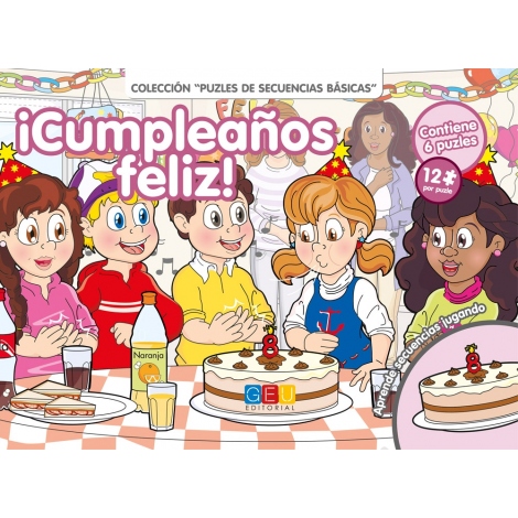  ☆ Puzle de secuencias básicas ¡Cumpleaños feliz! ® Editorial GEU Mexico