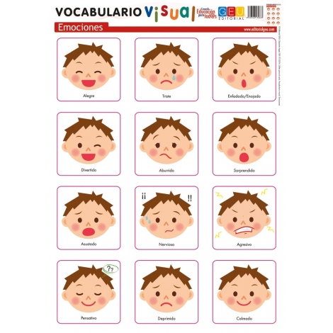 Lámina de vocabulario visual: Emociones