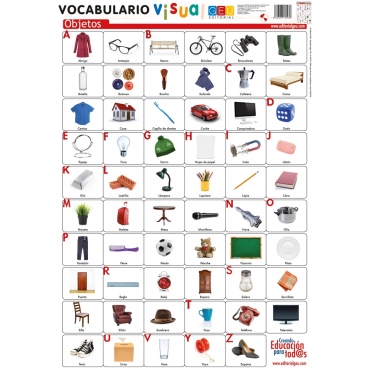 Lámina de vocabulario visual: Objetos