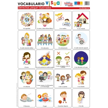 Lámina de vocabulario visual: Derechos peque-ilustrados