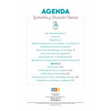 Agenda escolar Trisa · Guarderías / Educación Especial